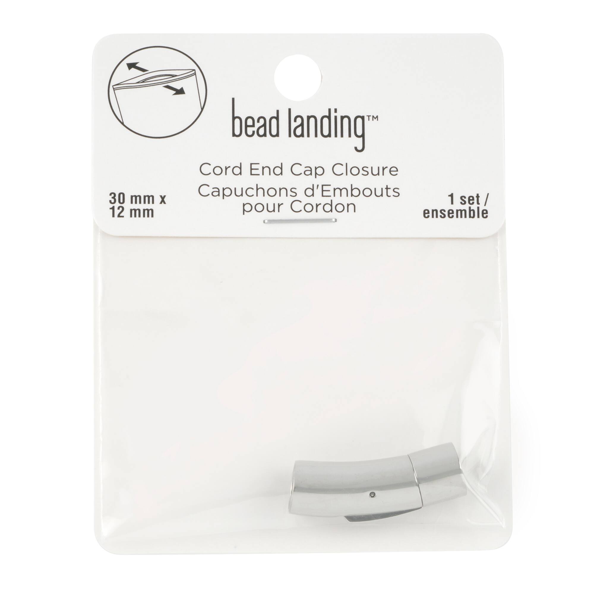 Rhodium Cord End Cap Closure Set by Bead Landing™